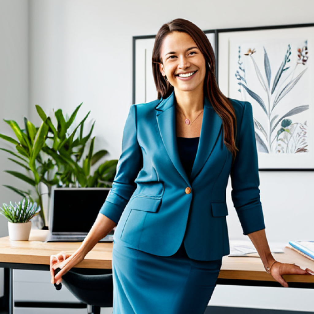 웰빙코디네이터 이직 성공 전략 - **

"A fully clothed, professional wellness coordinator in a brightly lit, modern office. She is wea...