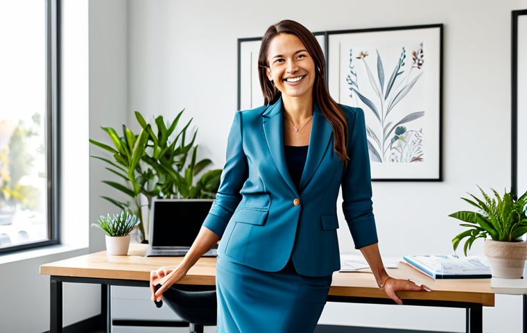 웰빙코디네이터 이직 성공 전략 - **

"A fully clothed, professional wellness coordinator in a brightly lit, modern office. She is wea...