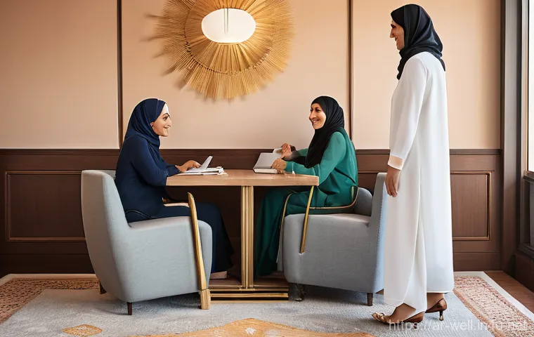 웰빙코디네이터 필수 공부 자료 - **Prompt:** A warm, inviting scene featuring a professional and empathetic Arab woman, in her late 3...