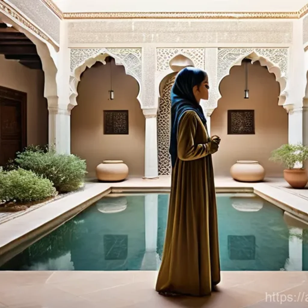 웰빙코디네이터로서 고객 상담 사례 - **Prompt for Self-Discovery and Inner Peace:**
    "A serene and contemplative young Arab woman, in ...