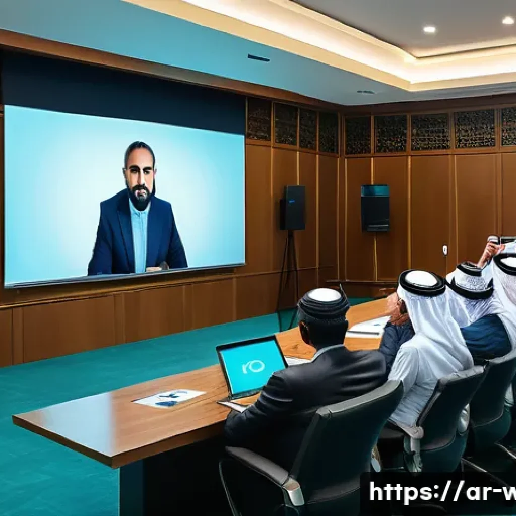 웰빙코디네이터와 효과적인 강의 제작 - A professional lecture scene in a modern conference room filled with a diverse Arab audience, includ...