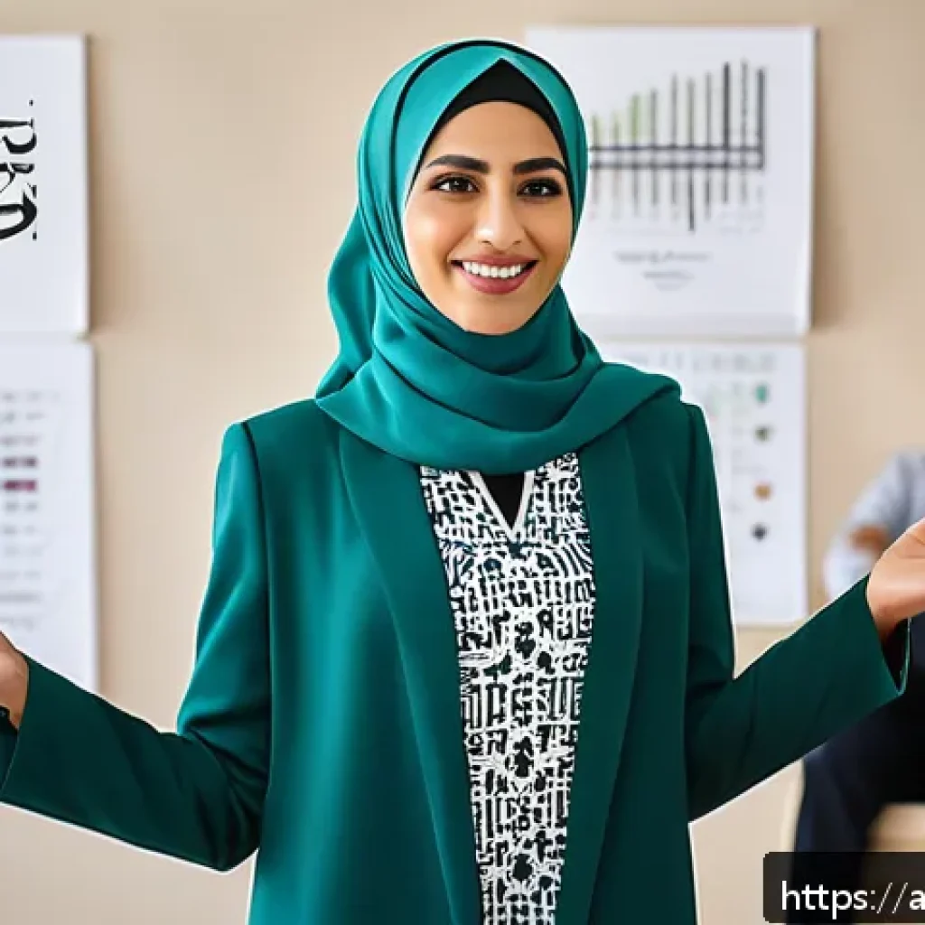 웰빙코디네이터와 최신 자격 요건 - A professional Arab woman in modest business attire, confidently leading a wellness workshop in a mo...