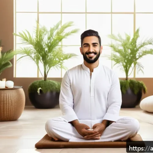 Home 17 웰빙코디네이터 자격증 취득 방법 - A professional Arab wellness coordinator in a modern luxury spa setting, wearing elegant modest busi...